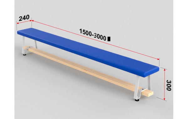 Скамейка гимнастическая полумягкая, ножка - металл Glav 04.303.1-2500 Длина 250см 600_380