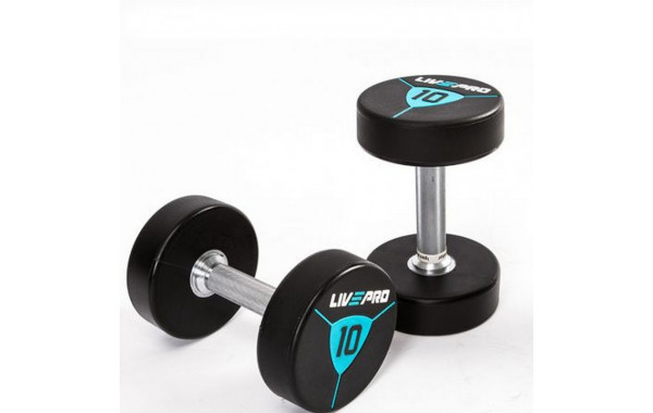 Гантели в уретане 36 кг Live Pro Premium Urethane Dumbbells LP8000-36 600_380