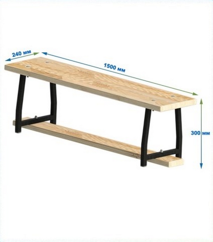 Скамейка гимнастическая 1500мм (щит.сосна) ножки метал Dinamika 707_800