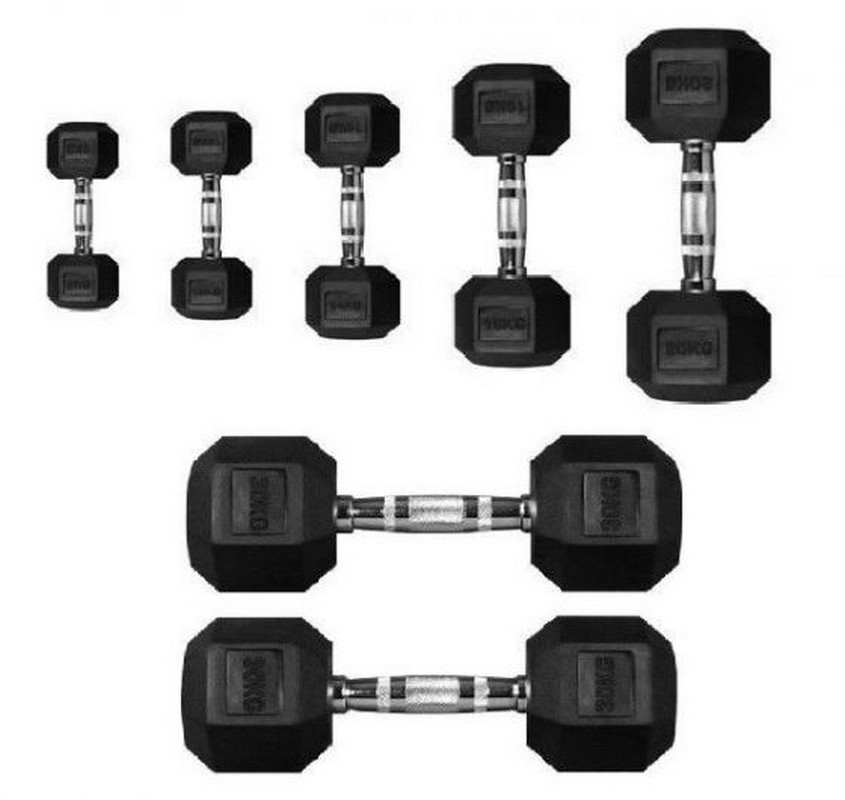 Гантель 27,5кг Perform Better Rubber Encased Hex Dumbbells 4137-27.5\BK-27-00 845_800