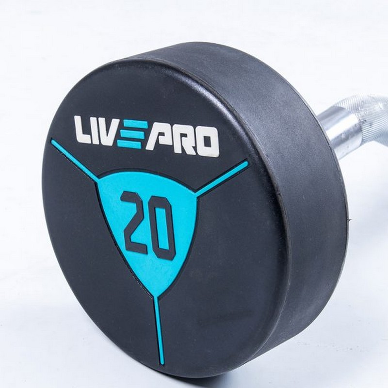 Фиксированная кривая штанга Live Pro Ez Curl Urethane Barbells LP8011-25 25кг 800_800