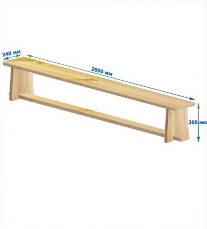 Скамейка гимнастическая 2000мм (щит дерево) ножки дерево Dinamika 722_800