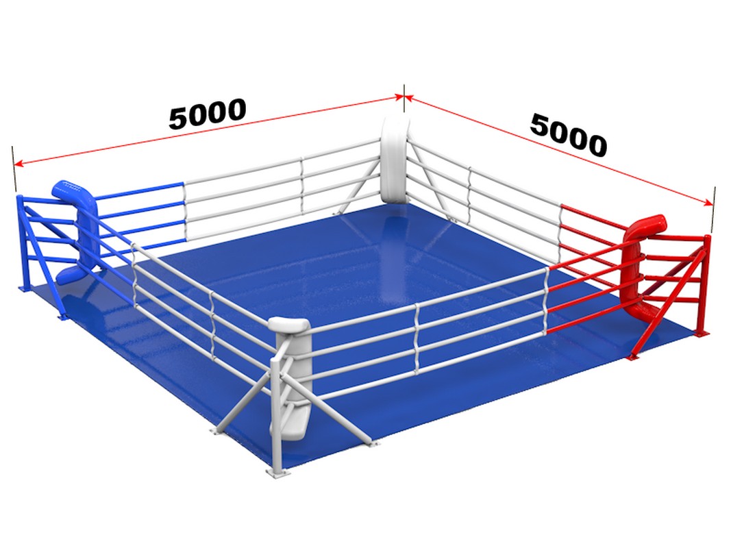 Ринг боксерский Glav 7х7 м на упорах, боевая зона 6х6 м 5.301.3 1067_800